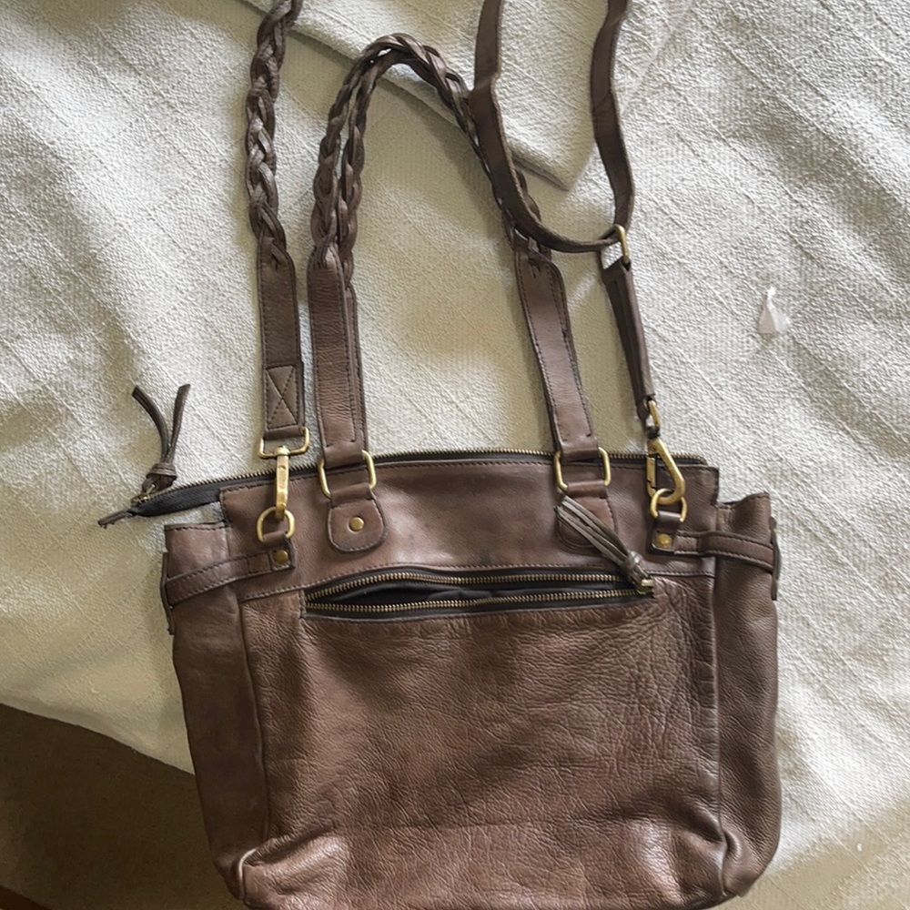 Unstructured tote with handle and strap